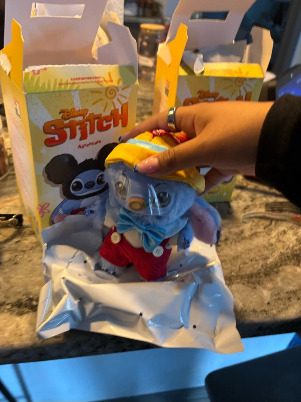 Disney Stitch Plush in Blue and Tan with Gold Fur